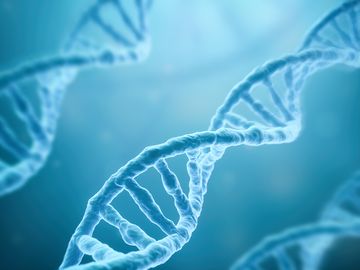DNA strands on blue background